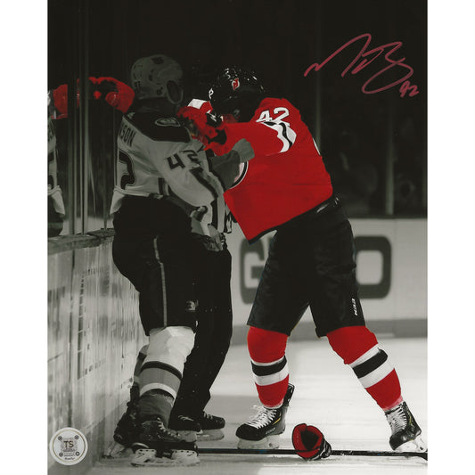 Nathan Bastian Autographed New Jersey Devils Fight Spotlight 8x10 Photo