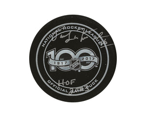 Pat LaFontaine Autographed NHL 100th Anniversary Official Game Puck Inscribed "HHOF 2003"