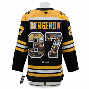 Patrice Bergeron Signed Boston Bruins Comic Book Bear Art Jersey #35/37