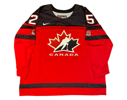 Jordan Kyrou Autographed Team Canada Home Red Nike Jersey Inscribed "2018 WJC Gold"