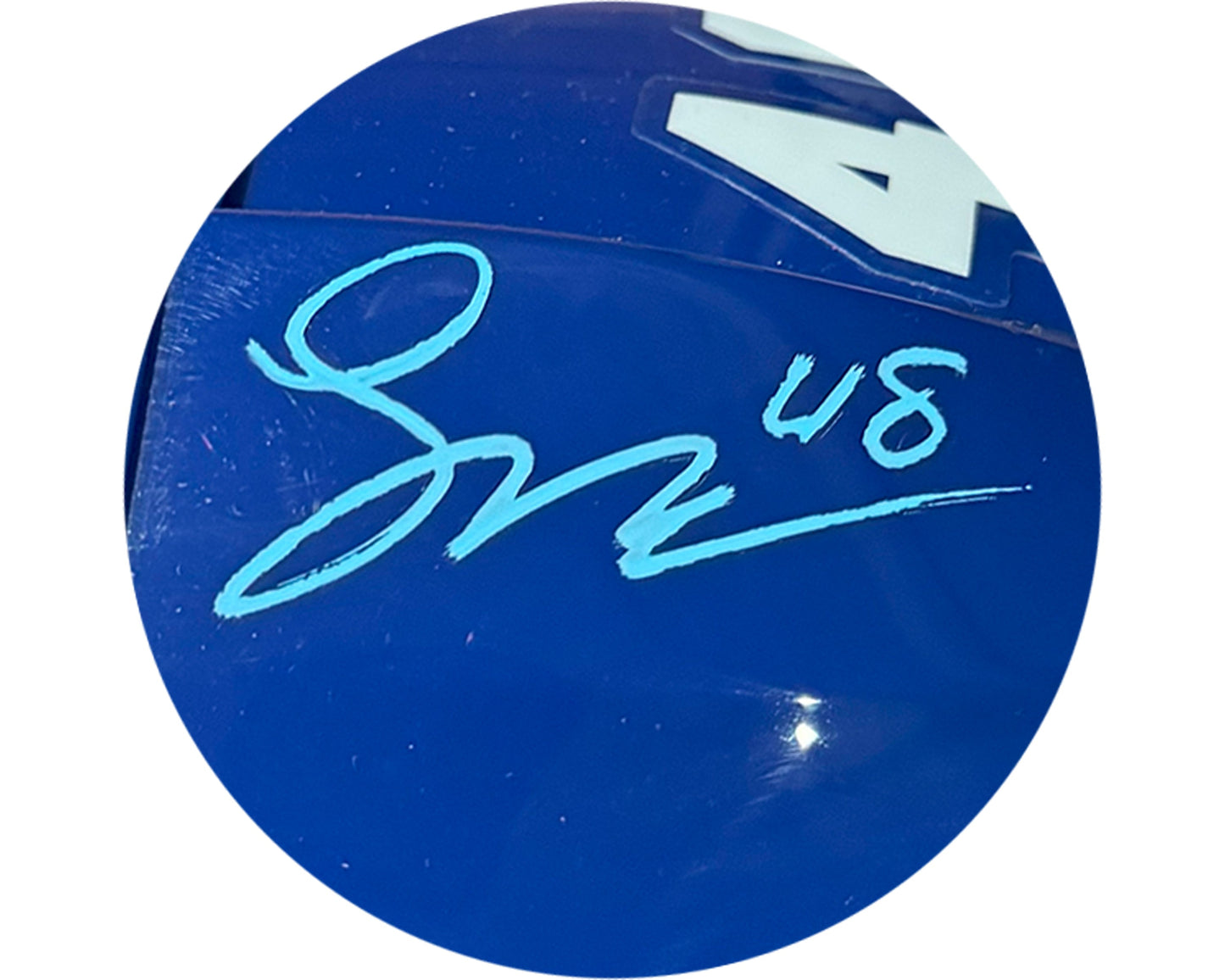 Lane Hutson Autographed Montreal Canadiens Royal Blue Bauer Replica Helmet