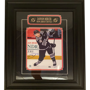 Dawson Mercer Autographed New Jersey Devils Shooting 8x10 Framed Photo