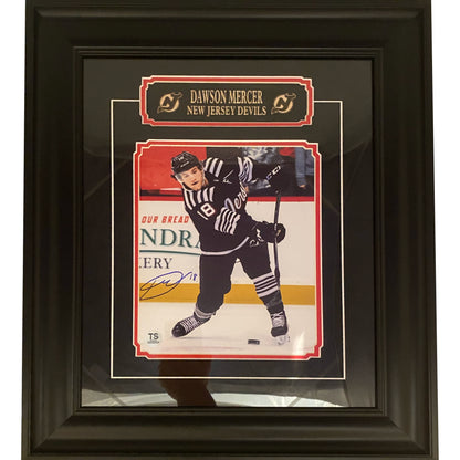 Dawson Mercer Autographed New Jersey Devils Shooting 8x10 Framed Photo