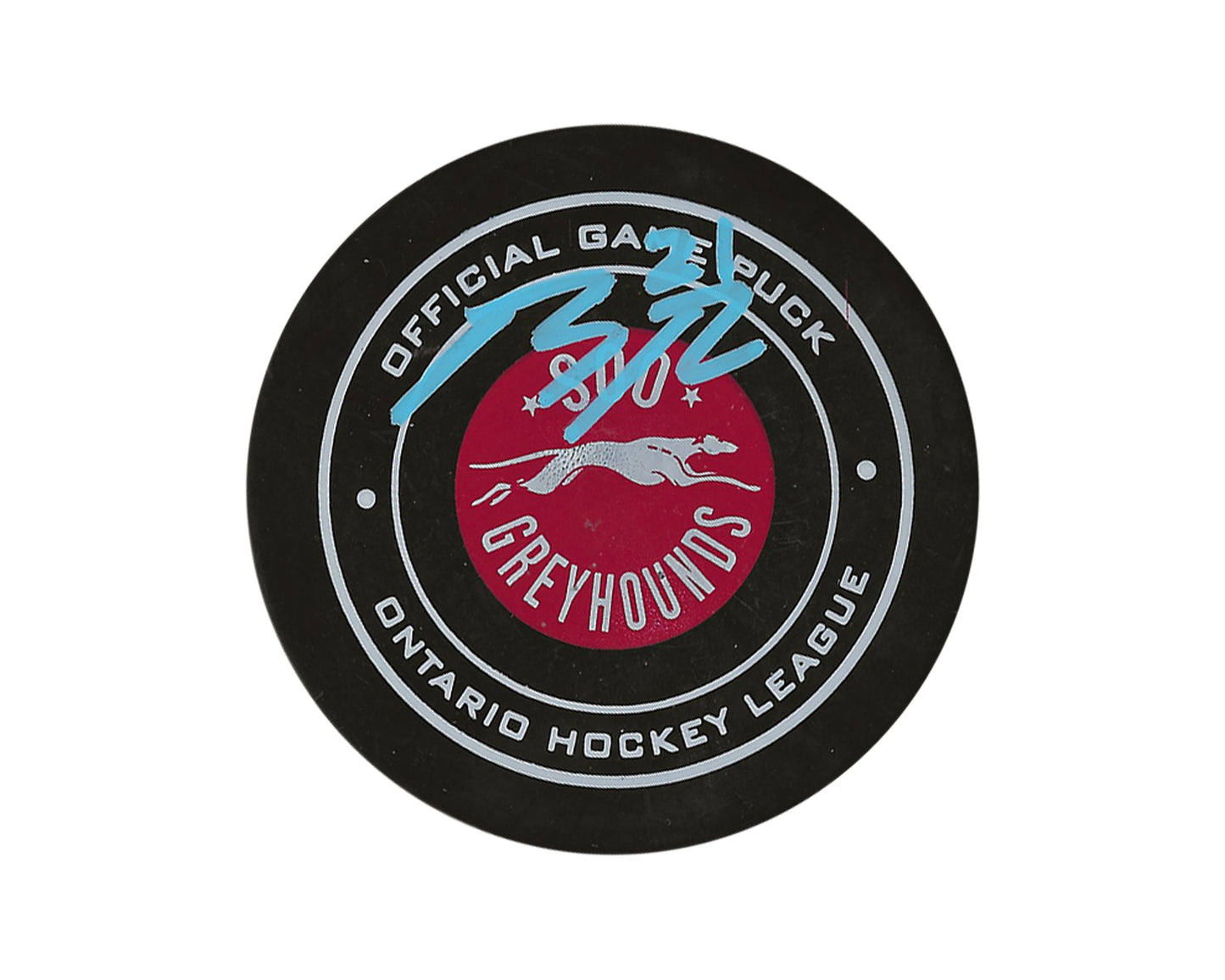 Ryan O'Rourke Autographed Sault Ste. Marie Greyhounds Official Game Puck