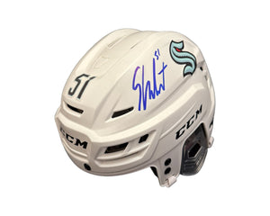 Shane Wright Autographed Seattle Kraken White CCM Replica Helmet