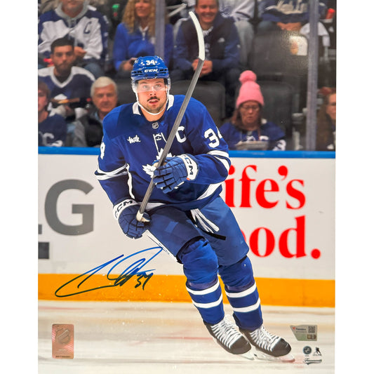 Auston Matthews Autographed Toronto Maple Leafs "C" Skating 11x14 Photo