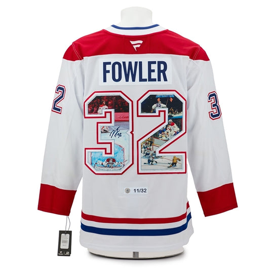 Jacob Fowler Autographed Fanatics PremiumMontreal Canadiens First Game Art Jersey #11/32