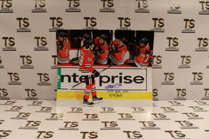 Mackenzie Entwistle Autographed Chicago Blackhawks Goal Celebration 16x20 Photo Inscribed "First NHL Goal 5/9/2021"