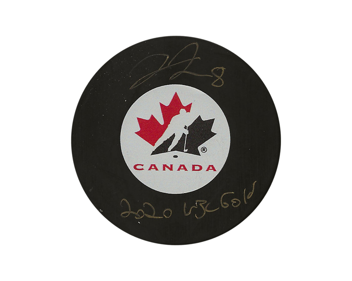 Liam Foudy Autographed Team Canada Autograph Model Puck Inscribed "2020 WJC Gold"