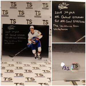 Dylan Cozens Autographed Buffalo Sabres Spotlight Multi-Inscribed LE/ 11 16x20 Photo