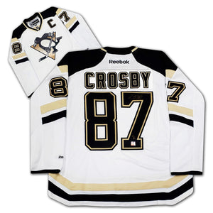 SIDNEY CROSBY AUTOGRAPHED PITTSBURGH PENGUINS WHITE JERSEY – LIMITED EDITION /87 – RARE SIGNED NHL COLLECTIBLE (SIZE L OR XL)