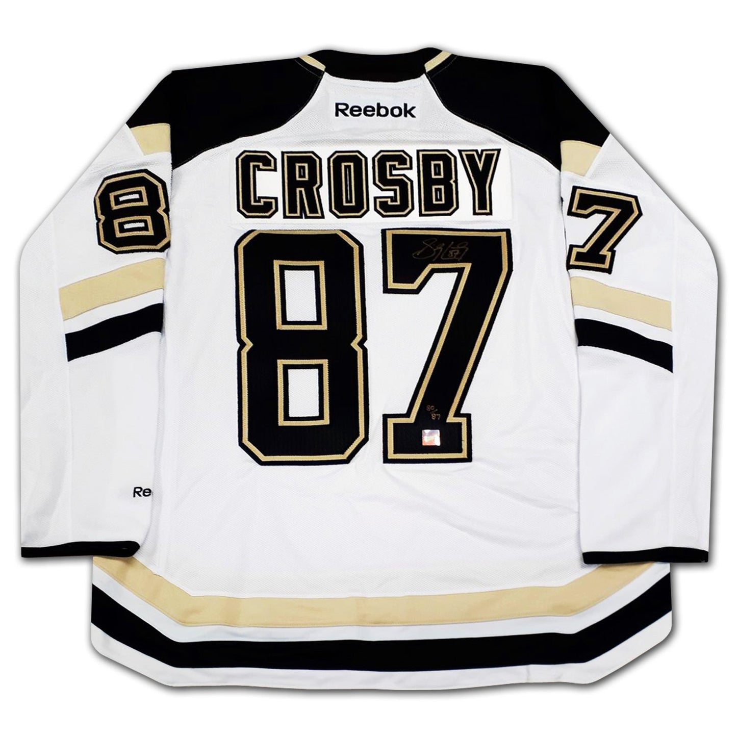 SIDNEY CROSBY AUTOGRAPHED PITTSBURGH PENGUINS WHITE JERSEY – LIMITED EDITION /87 – RARE SIGNED NHL COLLECTIBLE (SIZE L OR XL)