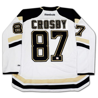 SIDNEY CROSBY AUTOGRAPHED PITTSBURGH PENGUINS WHITE JERSEY – LIMITED EDITION /87 – RARE SIGNED NHL COLLECTIBLE (SIZE L OR XL)
