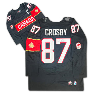 SIDNEY CROSBY AUTOGRAPHED TEAM CANADA BLACK JERSEY – 2014 LIMITED EDITION /87 – SIGNED OLYMPIC HOCKEY MEMORABILIA (SIZE L OR XL)