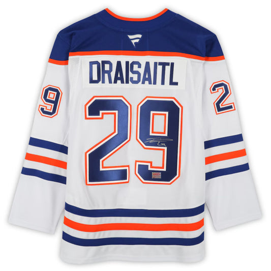 LEON DRAISAITL AUTOGRAPHED EDMONTON OILERS WHITE JERSEY – SIGNED NHL HOCKEY MEMORABILIA COLLECTIBLE (SIZE L OR XL)
