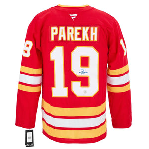Zayne Parekh Autographed Calgary Flames Fanatics Premium Jersey