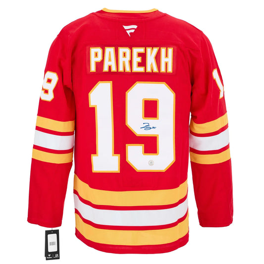 Zayne Parekh Autographed Calgary Flames Fanatics Premium Jersey