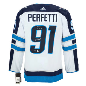 Cole Perfetti Winnipeg Jets Signed & Dated 1st Goal adidas Jersey #/91