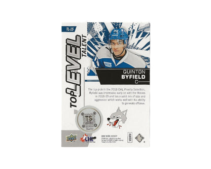 Quinton Byfield Autographed 2018-19 Upper Deck CHL Top Level Talent #TL-15 Hockey Card