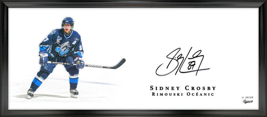 Sidney Crosby Signed 18x44 Framed Print Rimouski Blue Oversize Signature (Limited of Edition 25)